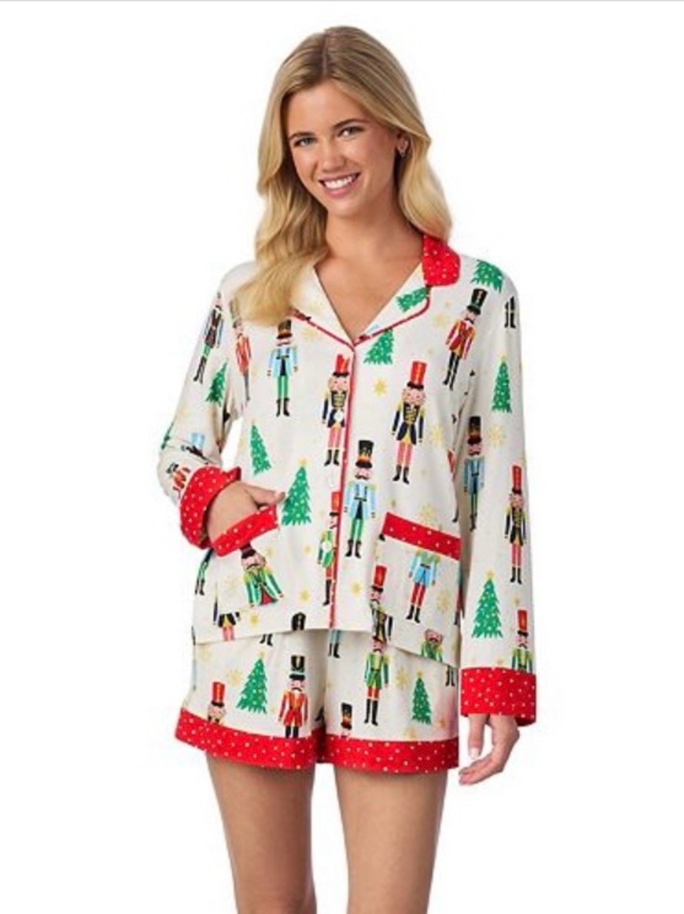 Beauty Sleep Social 2-piece Long Sleeve Belle pj set, red & white polka dot trim